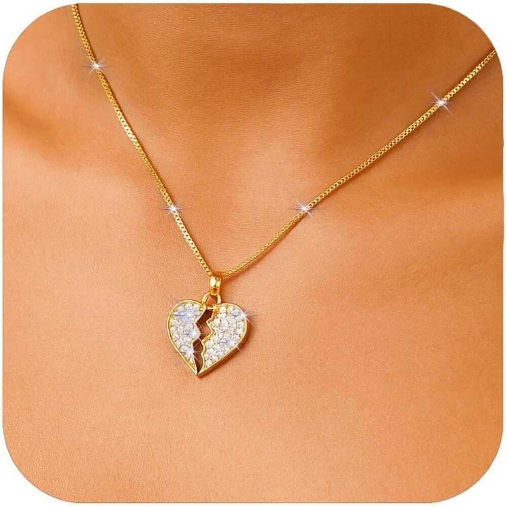 Luxury 14K Gold Plated Heart CZ Necklace | Diamond-Cut Faith Gift For Her